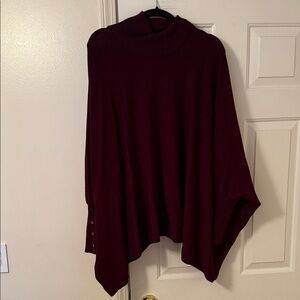 Elegant Burgundy Women's poncho style Sweater